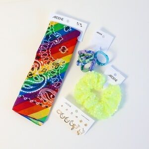 Set of hair accessories bandana earrings hair tie sequined jewelry rubber bands